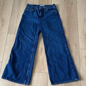 Zara Dark Blue High Waist Wide Leg Women's Jeans